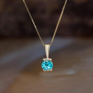 Elegant 14k Solid Gold Blue Topaz Gemstone Pendant, Natural Topaz Jewelry, Fine Jewelry, December Birthstone Gift, Gift For Wife Anniversary