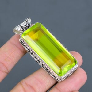Faceted Lemon Topaz Pendant: Handmade Sterling Silver Statement Jewelry