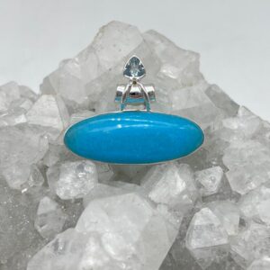 Gorgeous Smithsonite and Blue Topaz Pendant