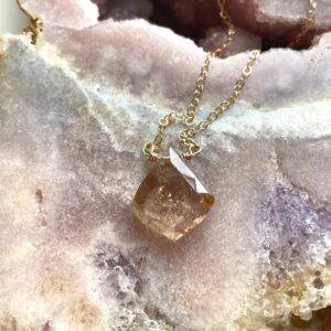 Handcrafted Imperial Topaz Necklace: 14K Gold Fill Pendant, November Birthstone