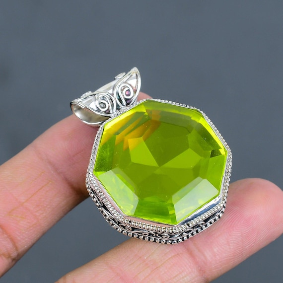 Handmade Lemon Topaz Pendant: Octagon Sterling Silver Gemstone Jewelry Handmade Lemon Topaz Pendant: Octagon Sterling Silver Gemstone Jewelry