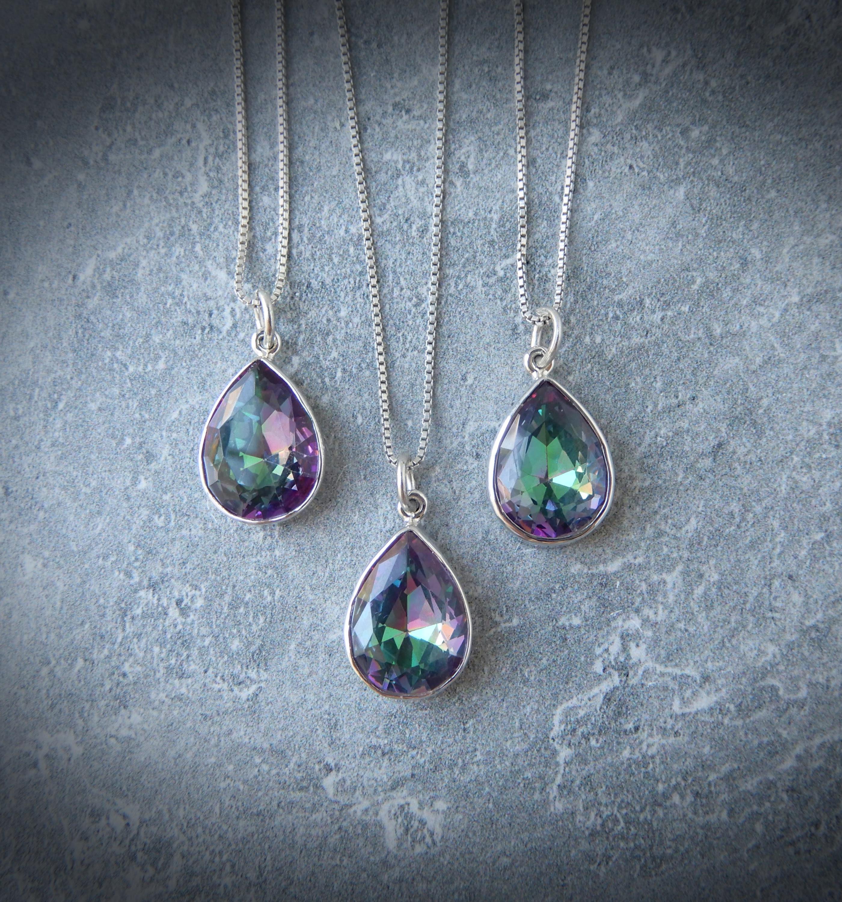 Mystic Topaz Necklace Sterling Silver • Color Changing Mystic Topaz Pendant