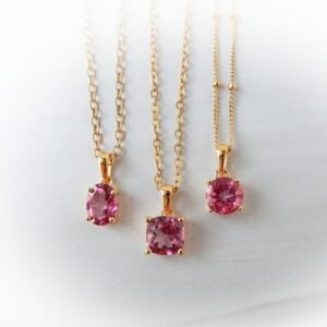 Pink Topaz Necklace Gold Vermeil • Pink Topaz Pendant • Gold Band Pink Topaz • Genuine Pink Topaz • Wedding Jewelry • November Birthstone