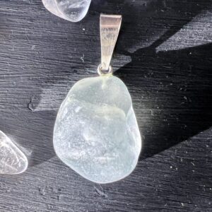 Raw Blue Topaz Pendant 1.2 inches natural crystal