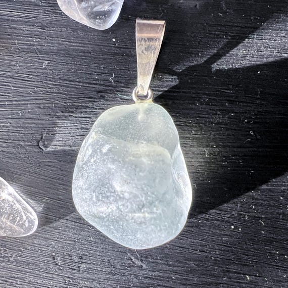 Raw Blue Topaz Pendant 1.2 Inches Natural Crystal Raw Blue Topaz Pendant 1.2 Inches Natural Crystal