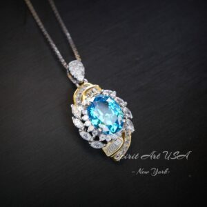 The Spiral Of Life Blue Topaz Necklace Gemstone Swirl White Blue Topaz Pendant Jewelry Sterling Silver #656