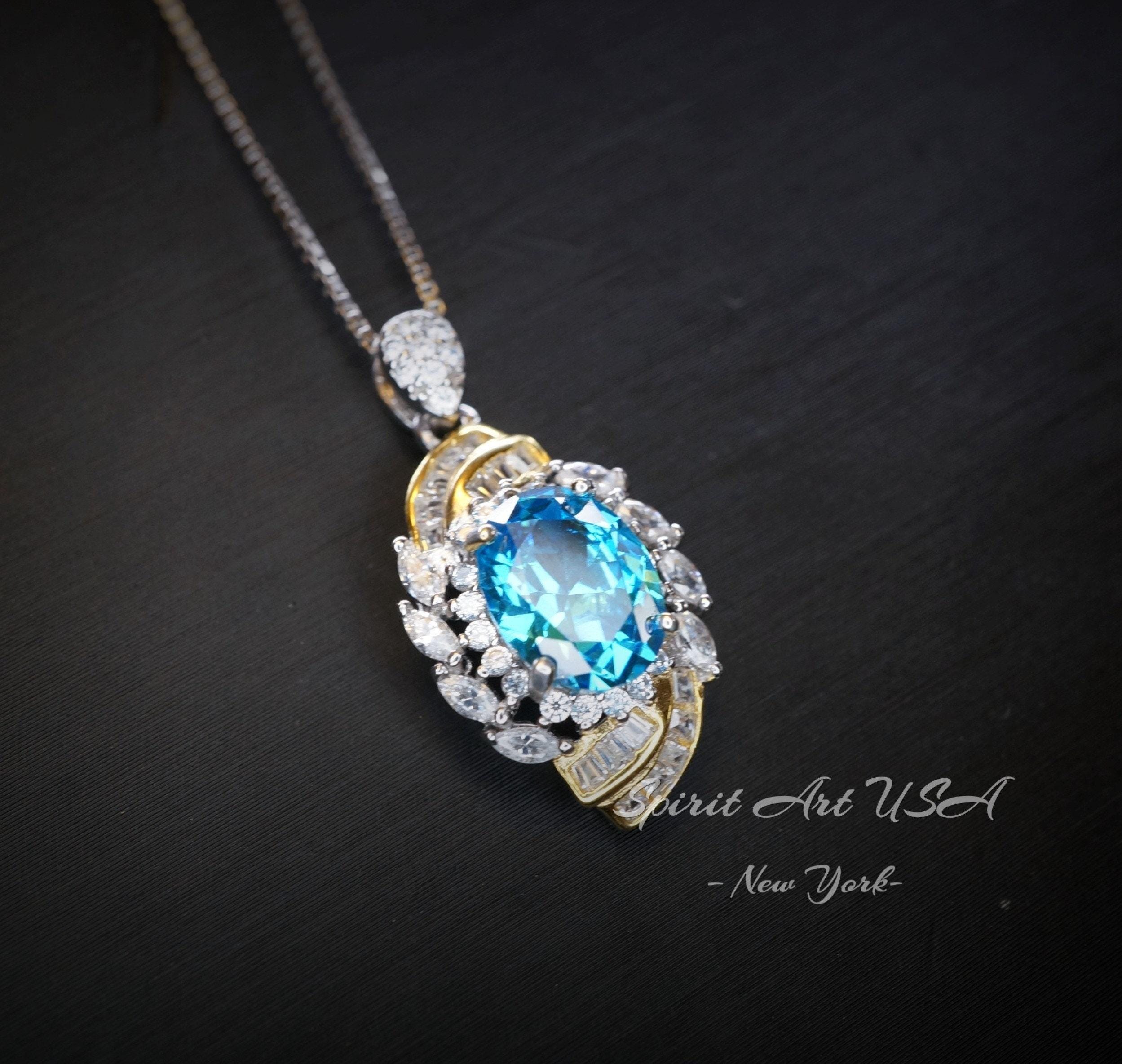 The Spiral Of Life Blue Topaz Necklace Gemstone Swirl White Blue Topaz Pendant Jewelry Sterling Silver #656 The Spiral Of Life Blue Topaz Necklace Gemstone Swirl White Blue Topaz Pendant Jewelry Sterling Silver #656