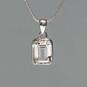 White Topaz Sterling Silver Pendant Necklace: November Birthstone