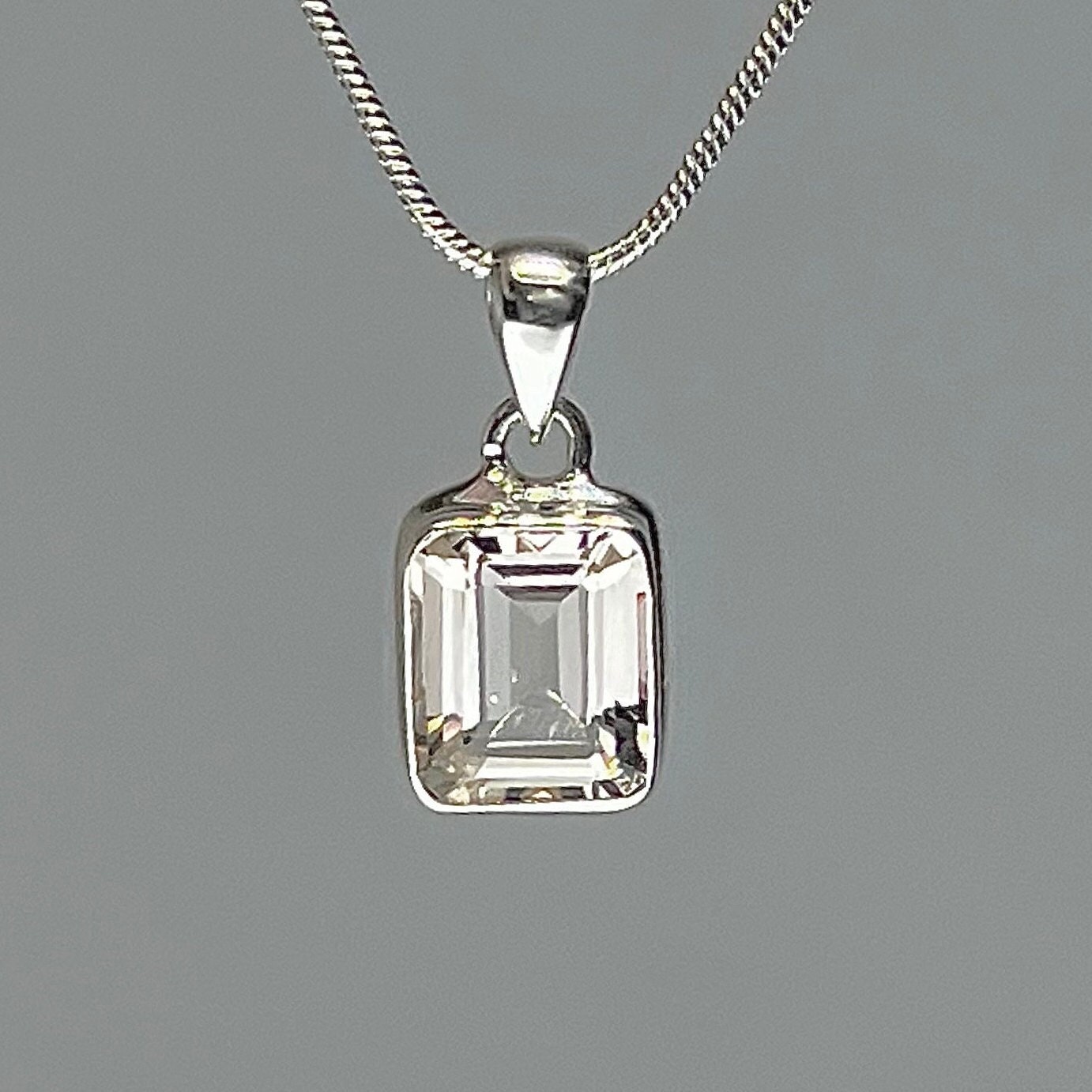 White Topaz Sterling Silver Pendant Necklace: November Birthstone White Topaz Sterling Silver Pendant Necklace: November Birthstone