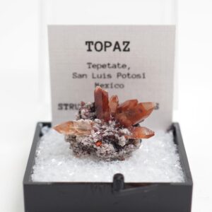 Red Topaz Mexico Crystal Mineral Specimen Thumbnail Box