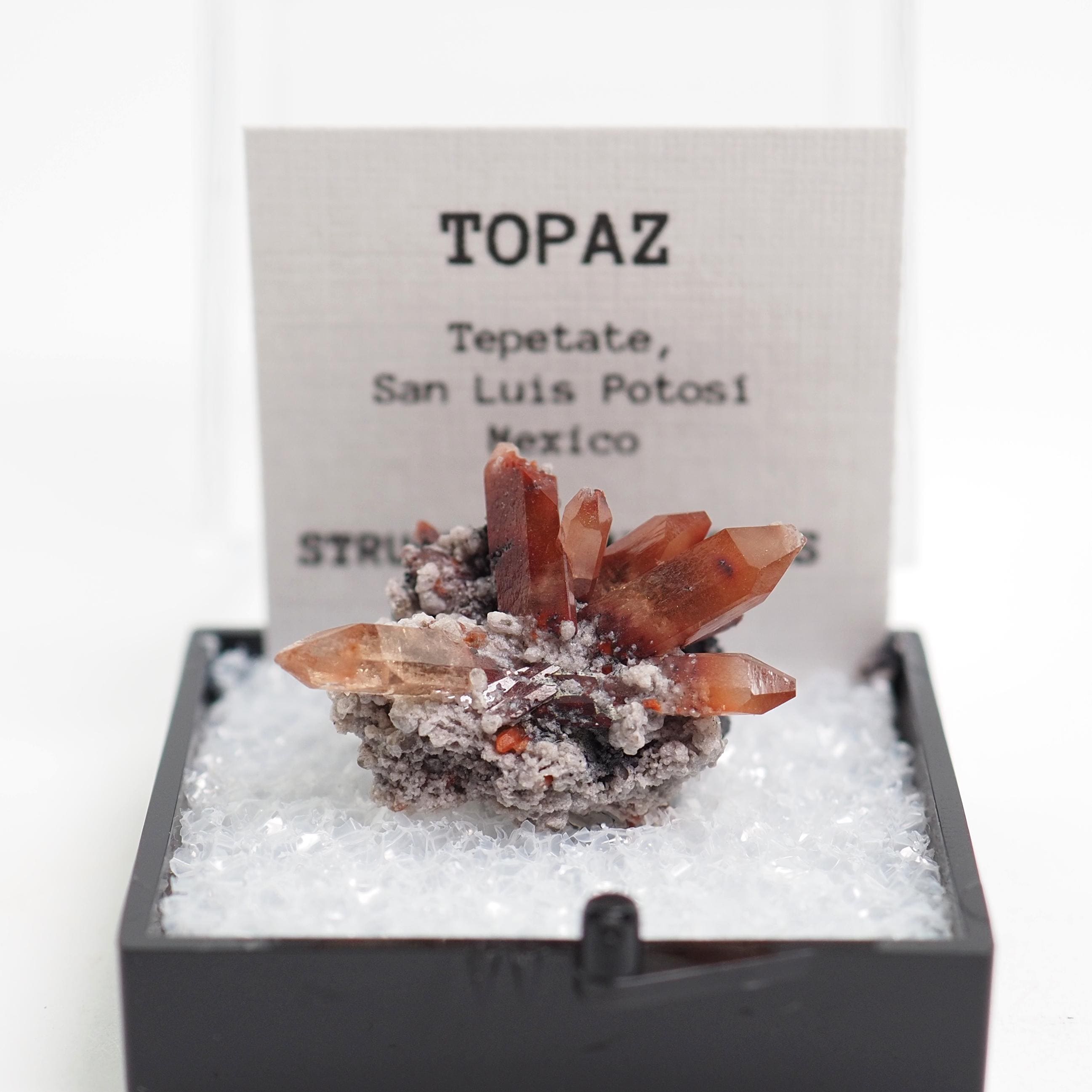 Red Topaz Mexico Crystal Mineral Specimen Thumbnail Box Red Topaz Mexico Crystal Mineral Specimen Thumbnail Box
