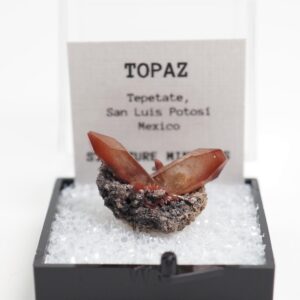 Red Topaz Mexico Crystal Mineral Specimen Thumbnail Box
