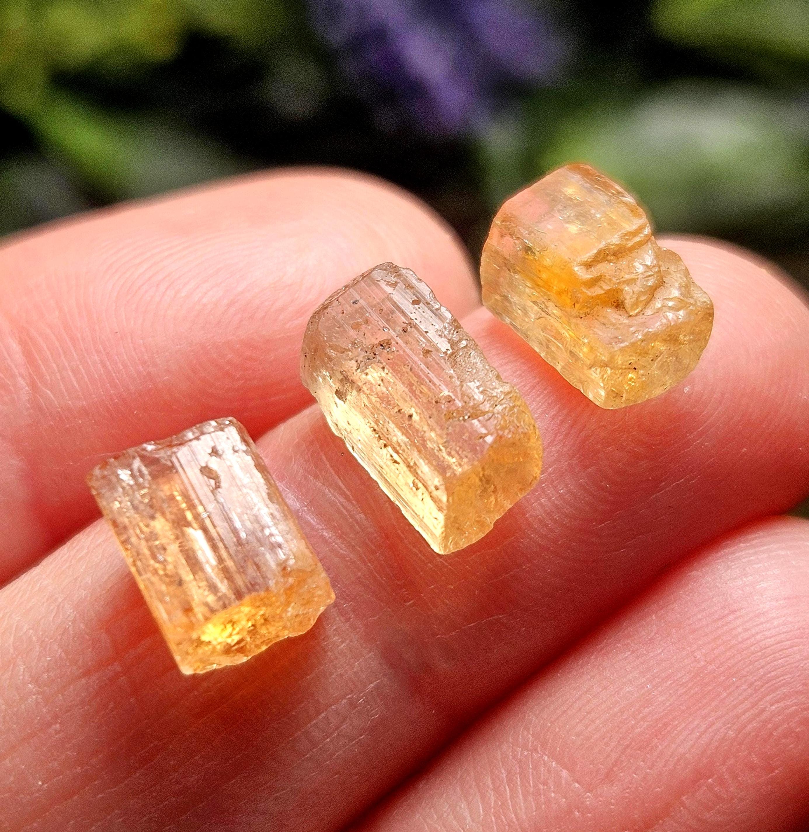 Terminated Topaz Crystal (.5-1g): Raw Golden Imperial Topaz Specimen From Brazil