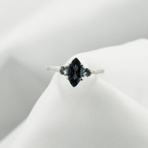 London Blue Topaz Ring,Marquise Cut 10X5mm, With 3mm Round Sky Blue Topaz Accents, Genuine Gemstones, Set in 925 Sterling Silver Ring