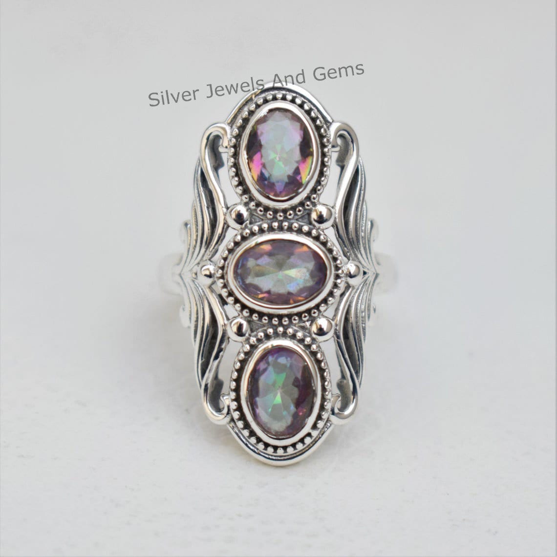 Natural Mystic Topaz Ring-multi Stone Ring-handmade Ring-925 Sterling Ring-oval Mystic Topaz Ring-gift For Her-promise Ring Natural Mystic Topaz Ring-multi Stone Ring-handmade Ring-925 Sterling Ring-oval Mystic Topaz Ring-gift For Her-promise Ring