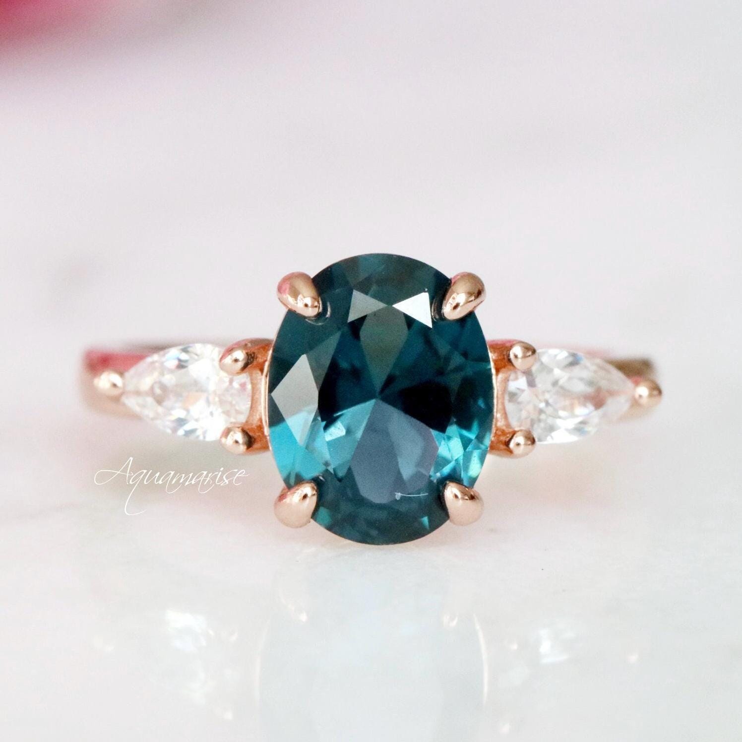 Olivia London Blue Topaz Ring- 14k Rose Gold Vermeil Gemstone Engagement Ring Promise Ring- November Birthstone Anniversary Gift For Her Olivia London Blue Topaz Ring- 14k Rose Gold Vermeil Gemstone Engagement Ring Promise Ring- November Birthstone Anniversary Gift For Her