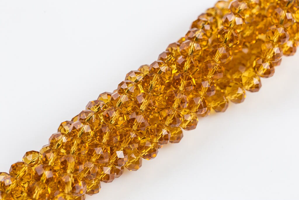 10mm Crystal Rondelle -1 Or 5 Or 10 Strands- Topaz