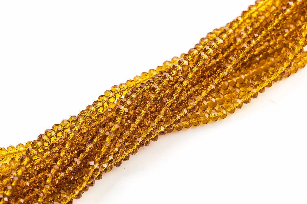 6mm Crystal Rondelle -1 Or 5 Or 10 Strands- Topaz 6mm Crystal Rondelle -1 Or 5 Or 10 Strands- Topaz