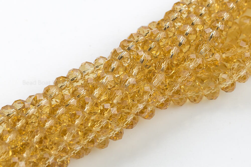 8mm Crystal Rondelle -1 Or 5 Or 10 Strands- Light Topaz 8mm Crystal Rondelle -1 Or 5 Or 10 Strands- Light Topaz
