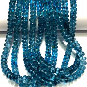 AAA+ London Blue Topaz Smooth Beads 7mm London Topaz Smooth Rondelle Beads Natural London Topaz Gemstone Beads Real Earth Mined Stone Jewel