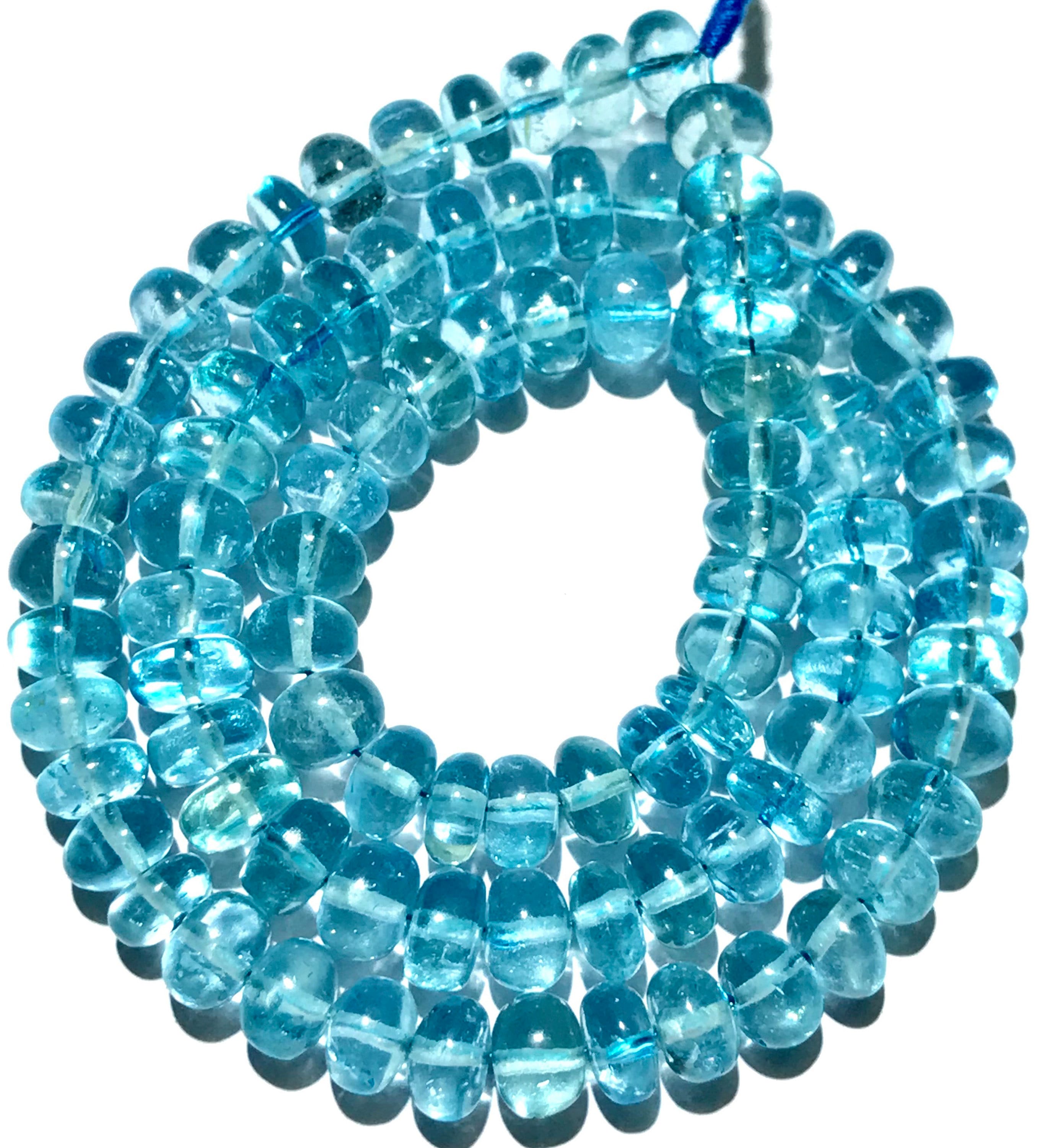 Aaa+ Quality~~sky Blue Topaz Smooth Beads Natural Light Blue Topaz Gemstone Beads Blue Topaz Smooth Rondelle Beads Swiss Topaz Jewelry Beads