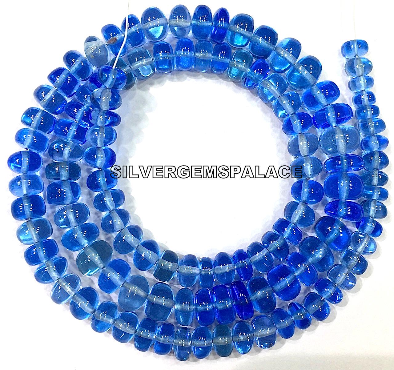 Aaa+ Swiss Blue Topaz Smooth Rondelle Beads 5-7.mm Rondelle Beads Swiss Topaz Gemstone Beads Graduated Rondelle Beads Jewelry Making Beads.