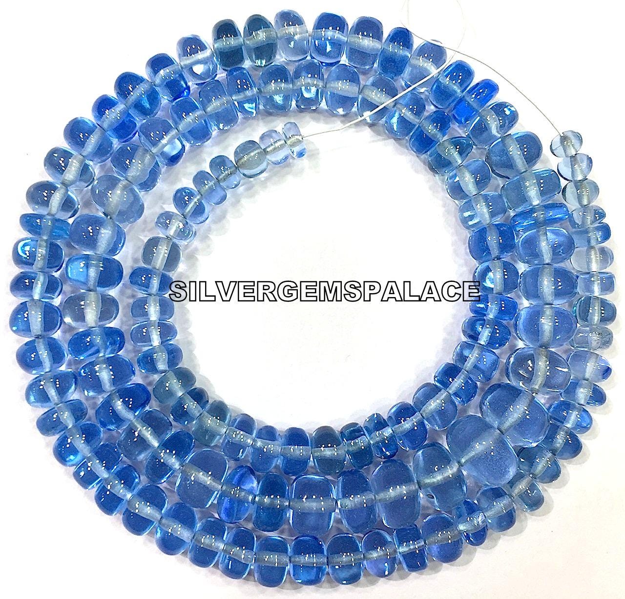 Aaa+ Swiss Blue Topaz Smooth Rondelle Beads 5-7.mm Topaz Rondelle Beads Swiss Topaz Gemstone Beads Topaz String Jewelry Making Beads.