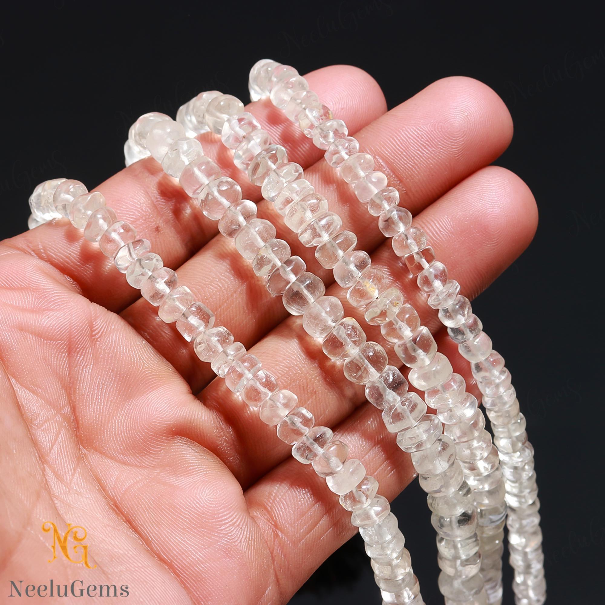 Aaa+ White Topaz Smooth Rondelle Beads,5-7 Mm Natural Topaz Indian Cut Beads,8" Loose Gemstone Beads For Handmade Jewelry Aaa+ White Topaz Smooth Rondelle Beads,5-7 Mm Natural Topaz Indian Cut Beads,8" Loose Gemstone Beads For Handmade Jewelry