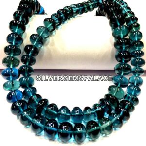 AAAA+ Extremely Beautiful~London Topaz Smooth Rondelle Beads Greenish Blue Topaz Gemstone Beads Wholesale London Topaz Strand Beads.