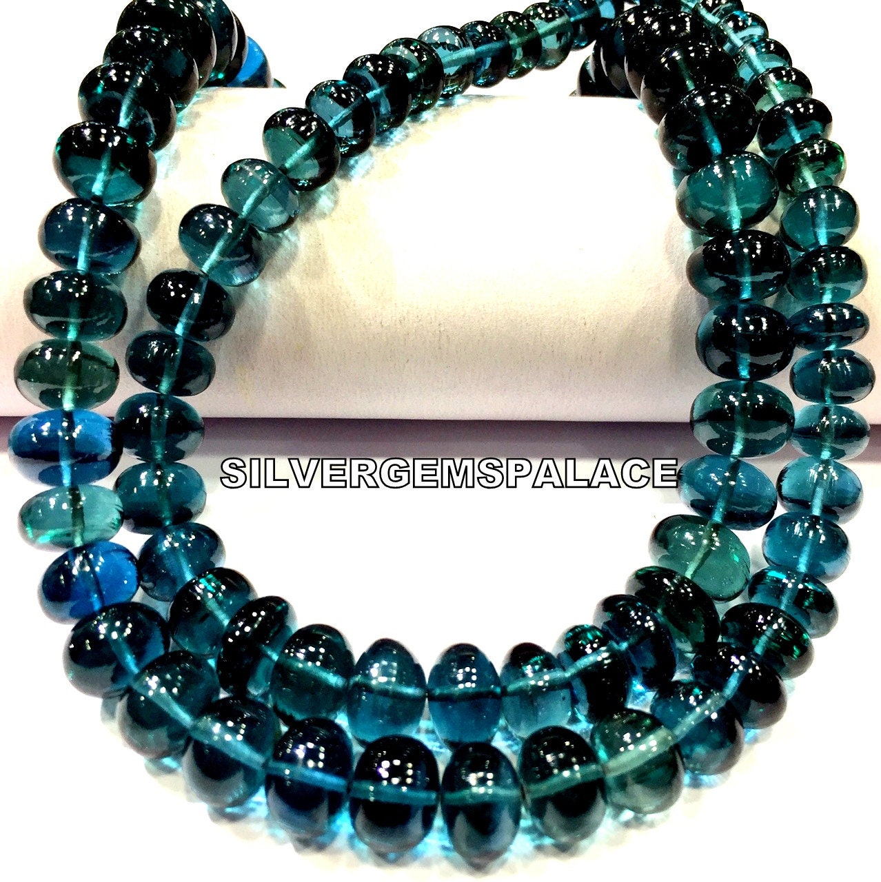 Aaaa+ Extremely Beautiful~london Topaz Smooth Rondelle Beads Greenish Blue Topaz Gemstone Beads Wholesale London Topaz Strand Beads.