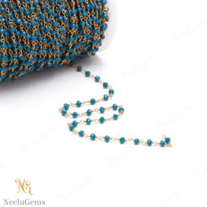 Beautiful London Blue Topaz Hydro Rondelle Beads Chain,3 Mm Gold Plated Wire Wrap Microcut Beaded Chain,rosary Chain For Handmade Jewelry Beautiful London Blue Topaz Hydro Rondelle Beads Chain,3 Mm Gold Plated Wire Wrap Microcut Beaded Chain,rosary Chain For Handmade Jewelry