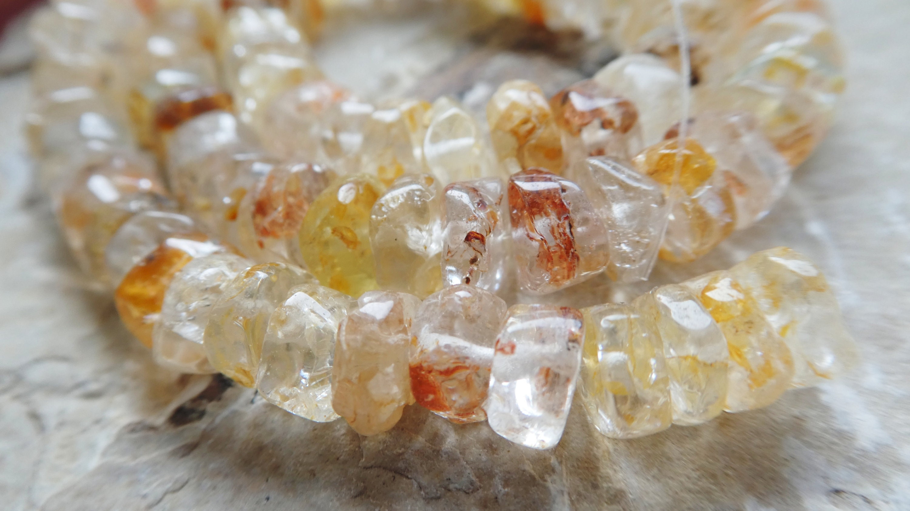Imperial Topaz Multi Shaded Rondelle 7-8mm Beads-4in Strand Gemstone- Jewelry Making -craft Beads