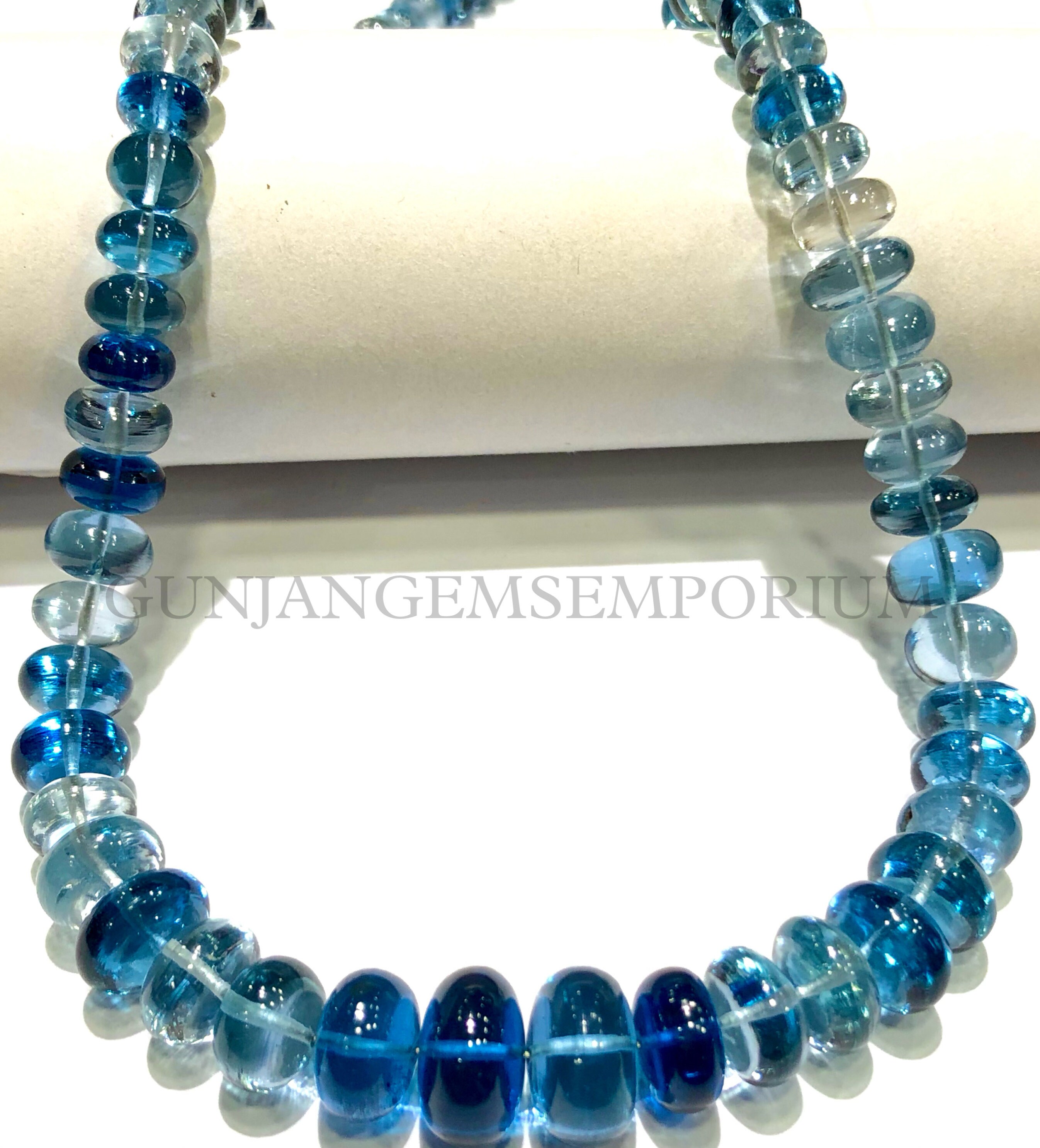 Gorgeous~~aaaa+ Quality~~swiss Blue Topaz Smooth Rondelle Beads Hand Polished 6/11mm Swiss Topaz Rondelles 18” Topaz Graduated Beaded Strand