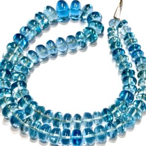 Gorgeous~~aaaa+ Quality~swiss Blue Topaz Smooth Rondelle Beads Hand Polished 8/10mm Swiss Topaz Rondelle Beads Topaz Graduated Beaded Strand
