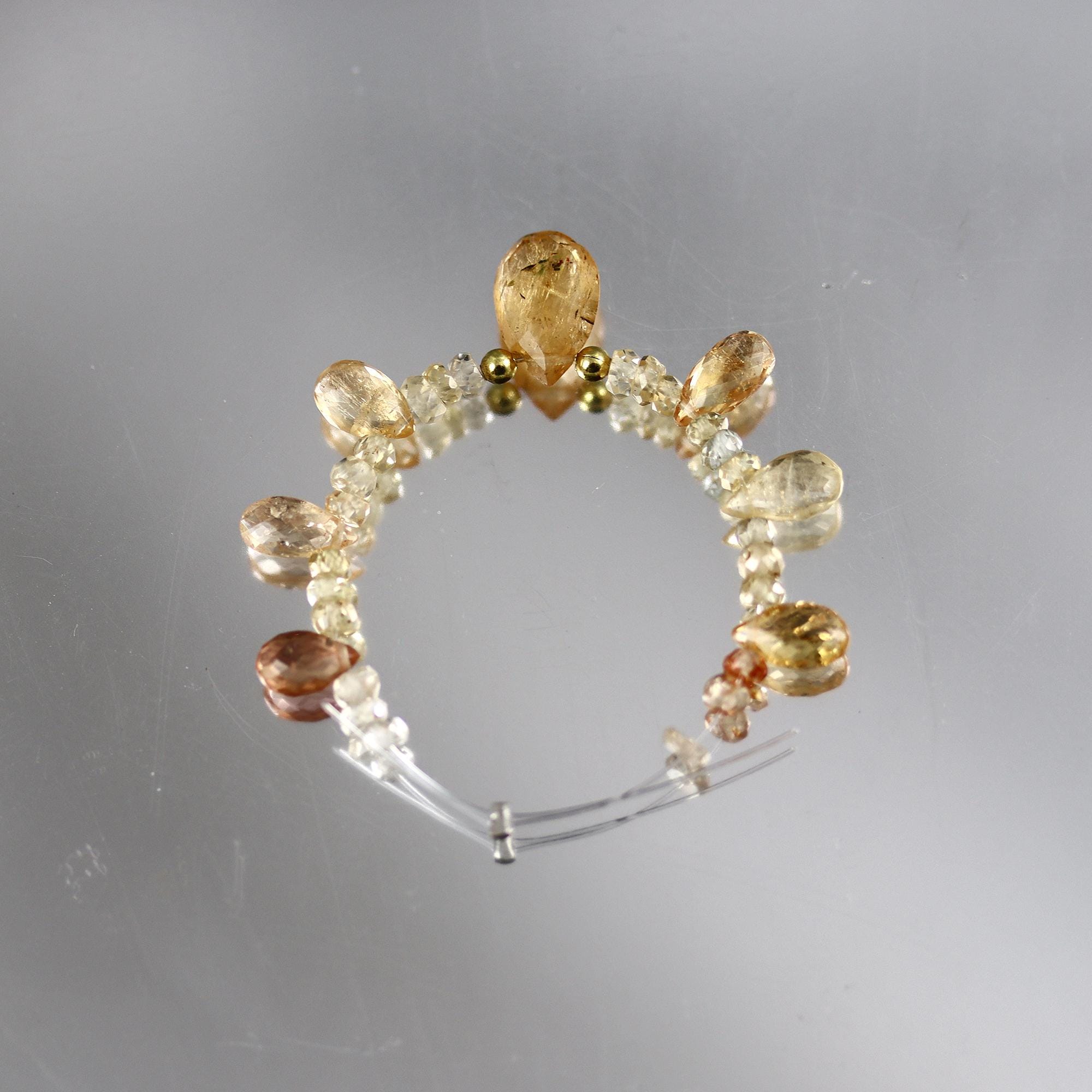 Imperial Topaz Pear Briolette And Rondelle Beads - Set Of 31 - 3 To 11 Mm - 3 Inches