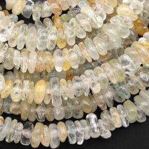 Large Natural Topaz Freeform Rondelle Disc Center Dilled Beads 15.5" Strand