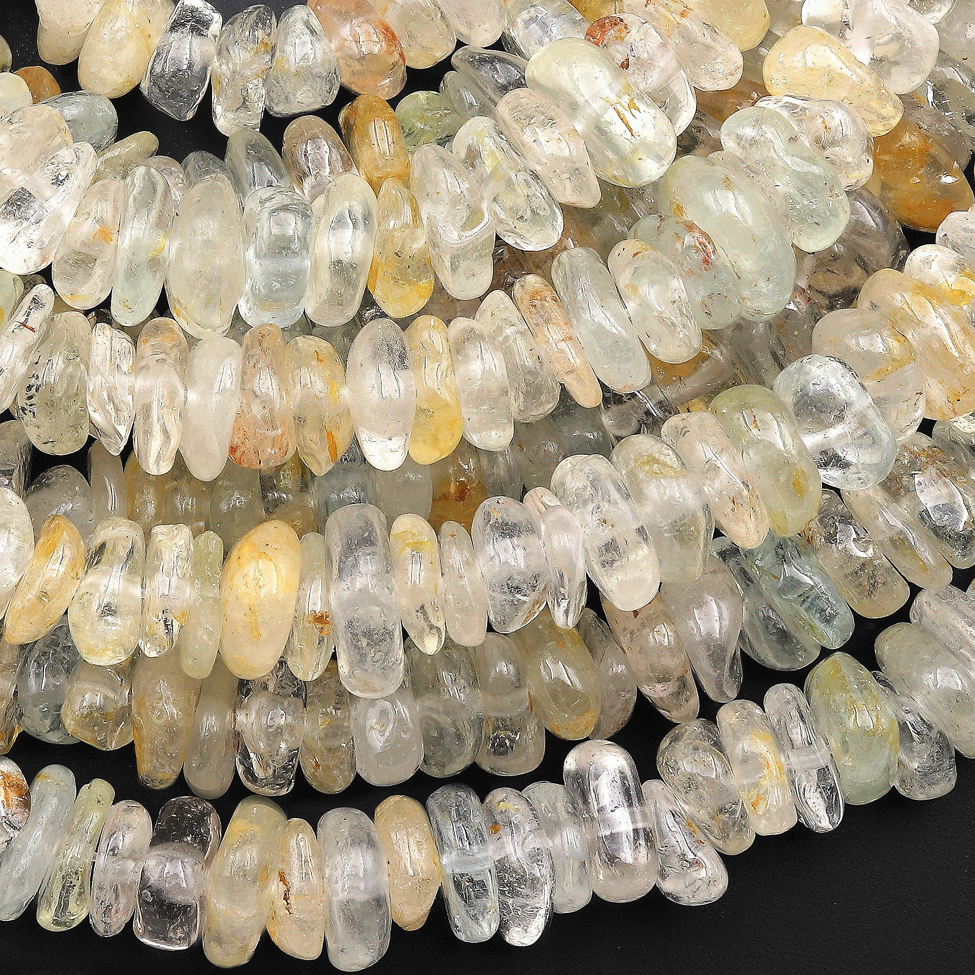 Large Natural Topaz Freeform Rondelle Disc Center Dilled Beads 15.5" Strand