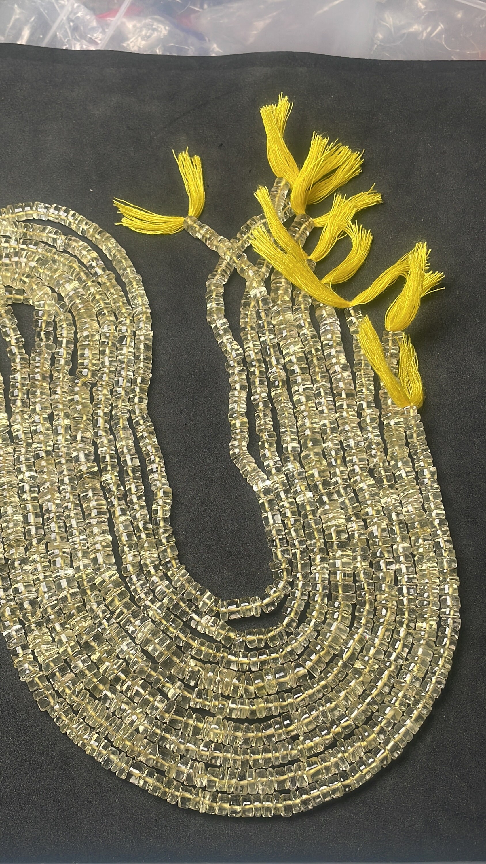 Natural Lemon Topaz Heishi Smooth Tyre Shape Gemstone Beads Size- 5-6.5 Mm, 13 Inch Strand For Making Jewelry