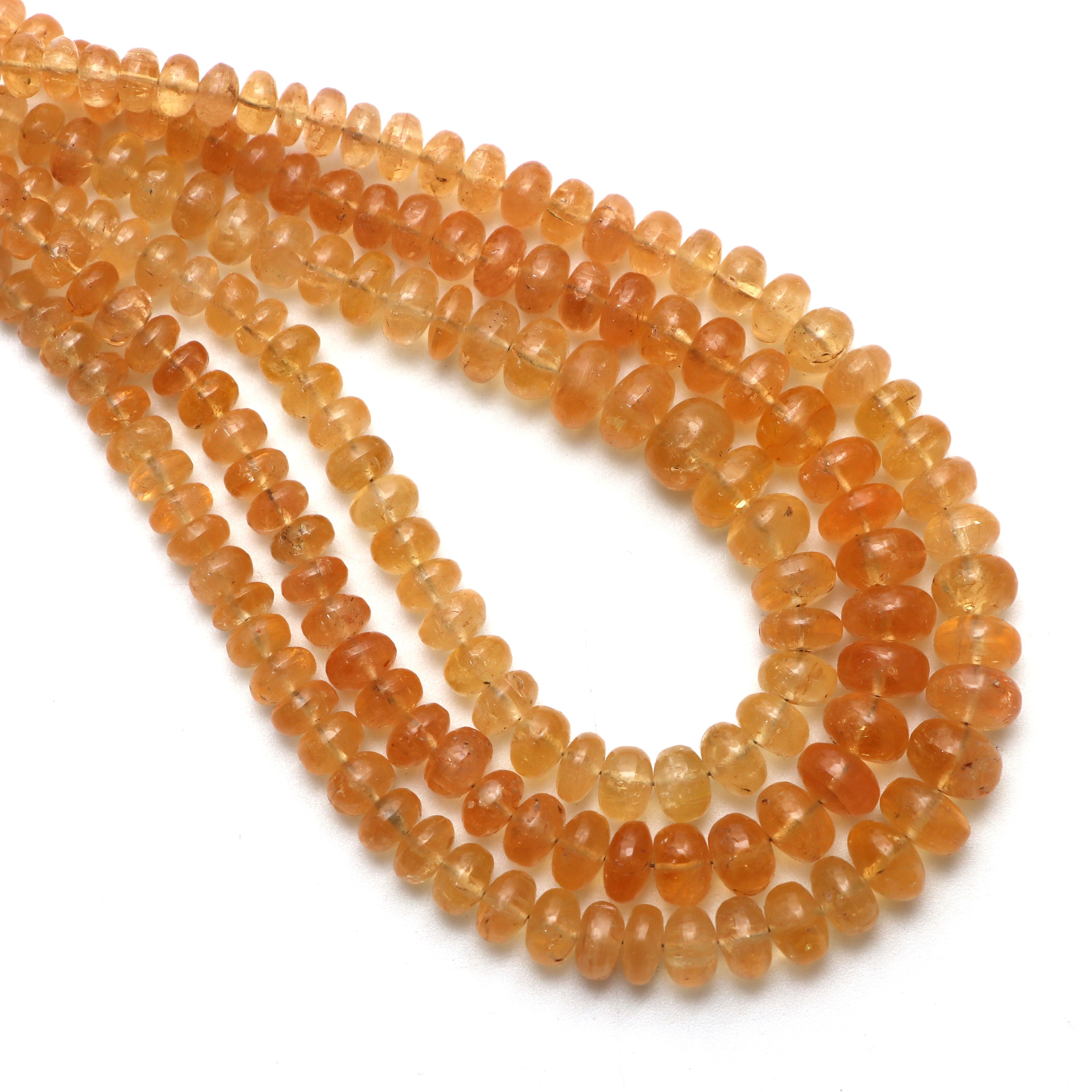 Orange Imperial Topaz Smooth Rondelle Beads, 4mm To 9mm, Imperial Topaz Beads, Imperial Topaz Jewelry Making Beads, 8 Inch / 18 Inch Strand