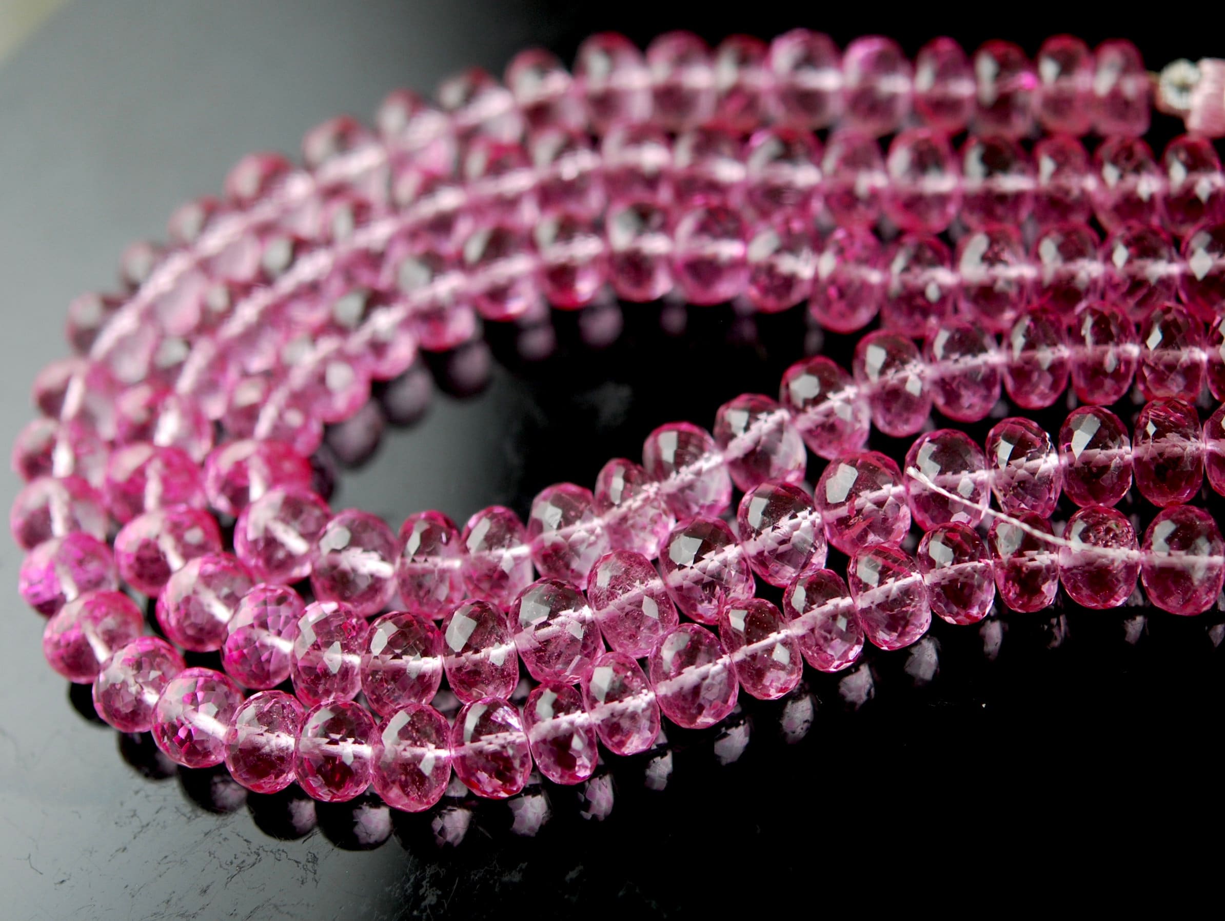 Pink Topaz Rondelle Beads Pink Topaz Rondelle Beads