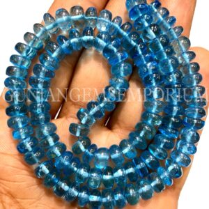 Rare~~aaa+ Blue Topaz Smooth Rondelle Beads Natural Swiss Blue Topaz Rondelle Smooth Beads Swiss Topaz Gemstone Beads 7mm Blue Topaz Beads