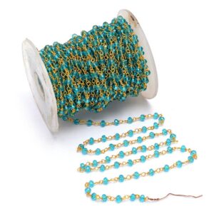 Topaz Rosary Chain Blue Topaz Hydro Faceted Rondelle Beaded Rosary Chain Silver & Gold Plated Wire Jewelry Making Finding Wire Wrapped Chain Topaz Rosary Chain Blue Topaz Hydro Faceted Rondelle Beaded Rosary Chain Silver & Gold Plated Wire Jewelry Making Finding Wire Wrapped Chain