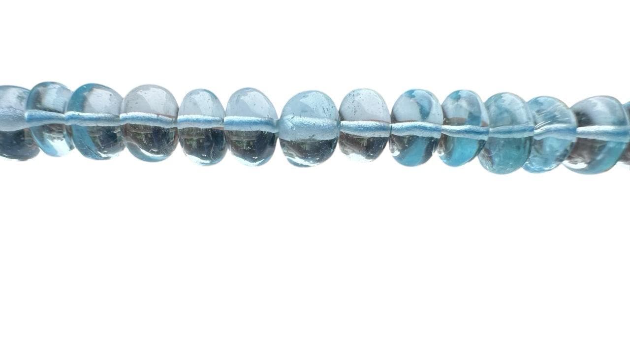 Sky Blue Topaz Smooth Rondelle: 7mm, 4 Inch Strand, 22 Beads Approx Sky Blue Topaz Smooth Rondelle: 7mm, 4 Inch Strand, 22 Beads Approx