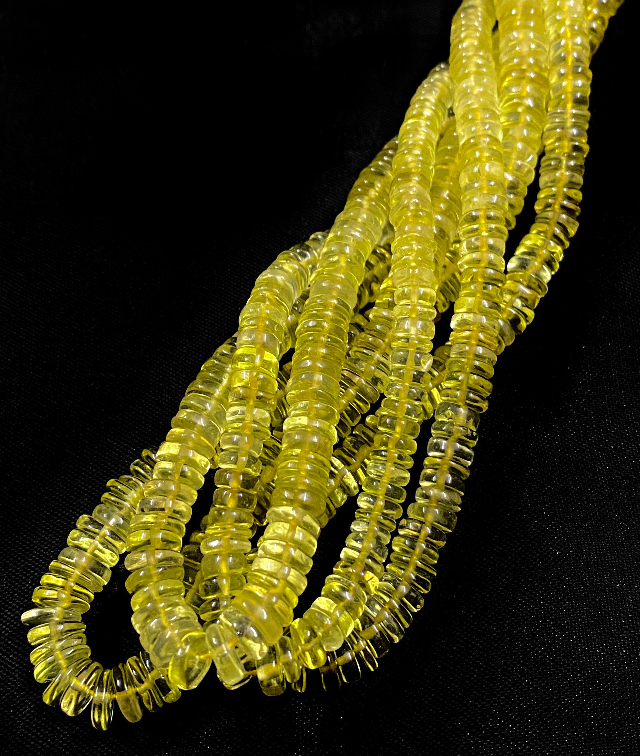 Yellow Lemon Topaz Gemstone Beads Yellow Topaz Smooth Flat Rondelle Beads 6mm, 7mm Lemon Topaz Smooth Tyre Bead Yellow Topaz Smooth Rondelle