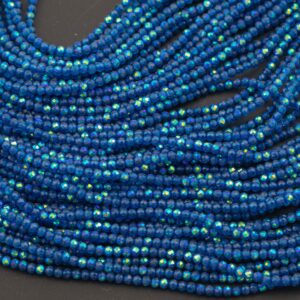 2mm or 3mm Crystal Round -2 or 5 or 10 STRANDS- Extra Fine-14 inches long about 100+ Beads - Topaz Blue AB 2mm or 3mm Crystal Round -2 or 5 or 10 STRANDS- Extra Fine-14 inches long about 100+ Beads - Topaz Blue AB