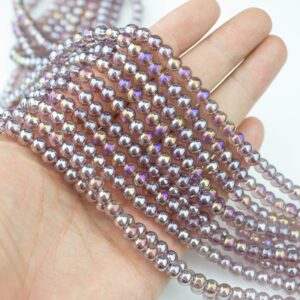 6mm Violet Topaz Ab Crystal Smooth Round - 2 Strands Or 10 Strands