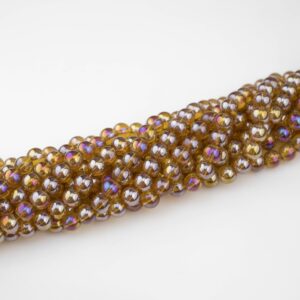 8mm Honey Topaz Ab Crystal Smooth Round - 2 Strands Or 10 Strands
