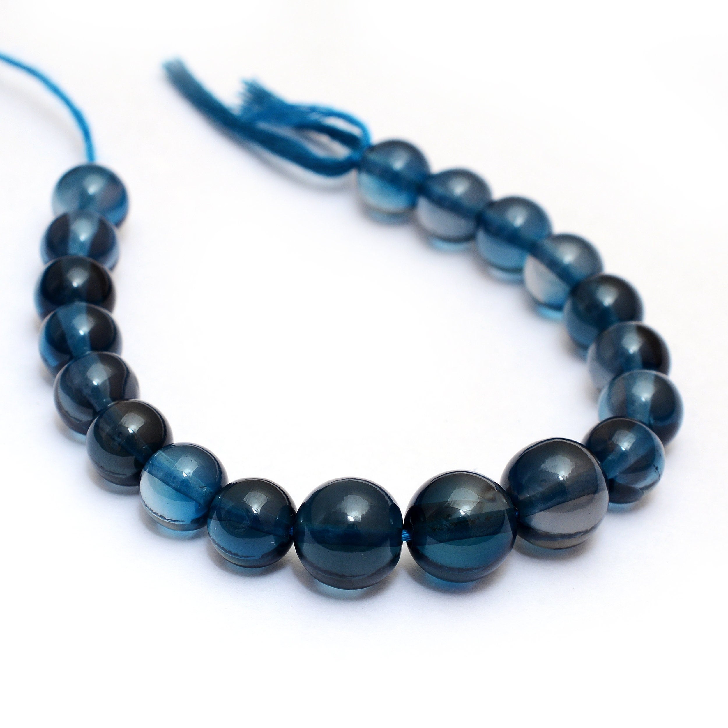 Aaa+ London Blue Topaz 8mm-10mm Smooth Round Beads | Rare Size Natural Blue Topaz Precious Gemstone Loose Round Beads | Genuine Fine Topaz