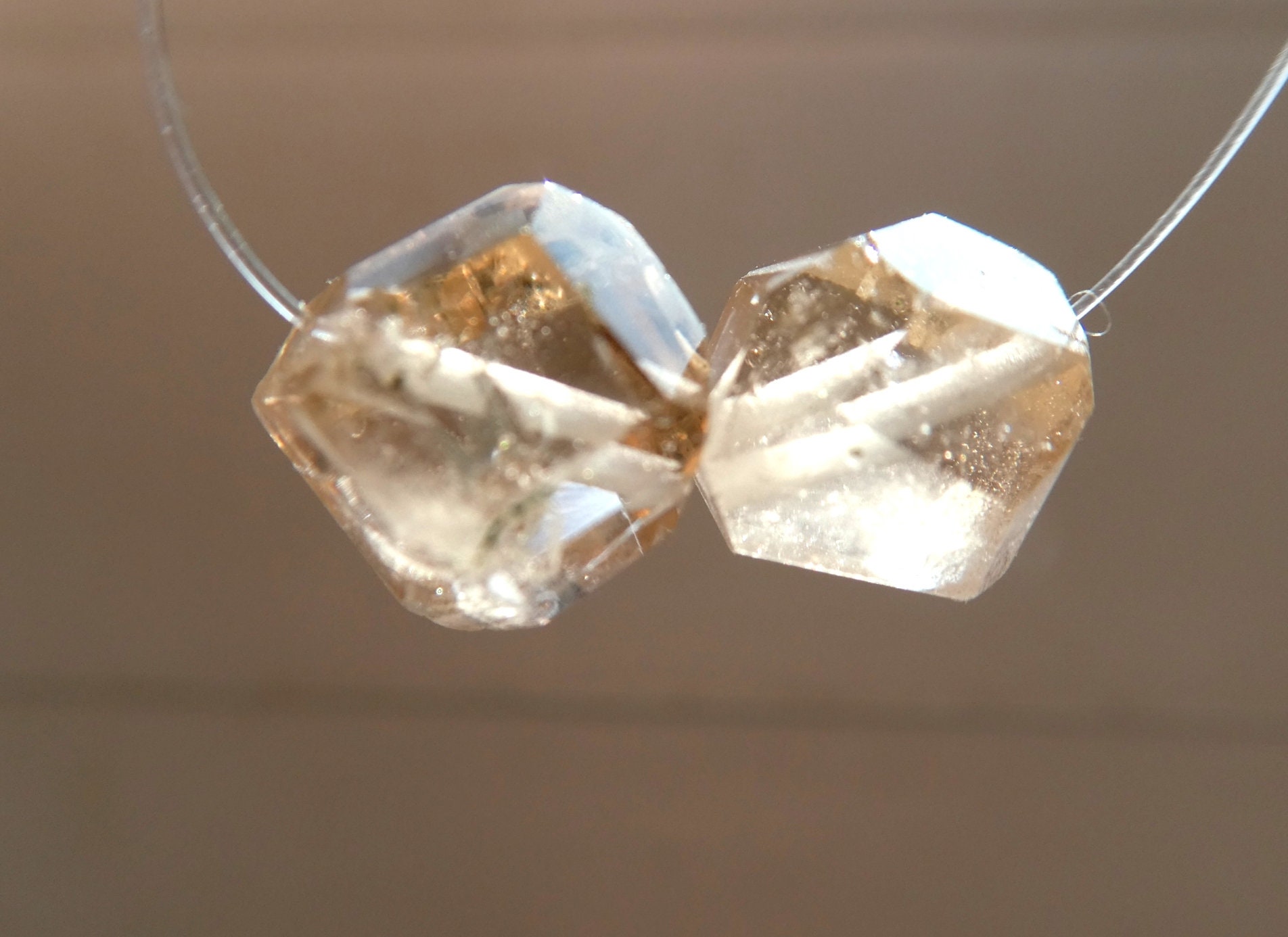 Golden Topaz Round Crystal 8mm Beads- 2 Pcs Matching Focal Gemstone -jewelry Making-craft Beads