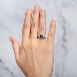 London Blue Topaz Engagement Ring Set/14k Solid Gold/round Topaz Wedding Set/stacking Set/unique Bridal Set Ring/anniversary Gift For Wife London Blue Topaz Engagement Ring Set/14k Solid Gold/round Topaz Wedding Set/stacking Set/unique Bridal Set Ring/anniversary Gift For Wife